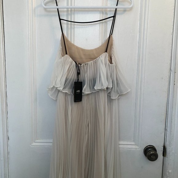 ABS Cream Color Tiered Mini Party Dress - Picture 3 of 6